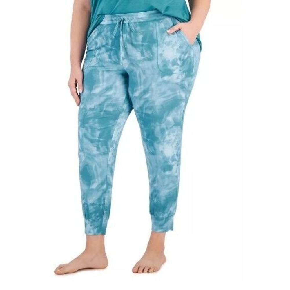 NWT Alfani Plus Size Printed Essential Jogger Pants Tie Dye, Slate Smoky 2X